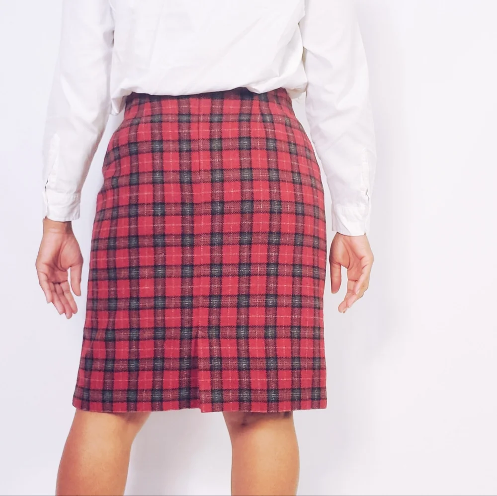 Plaid Wool Skirt - Picture 3 of 8